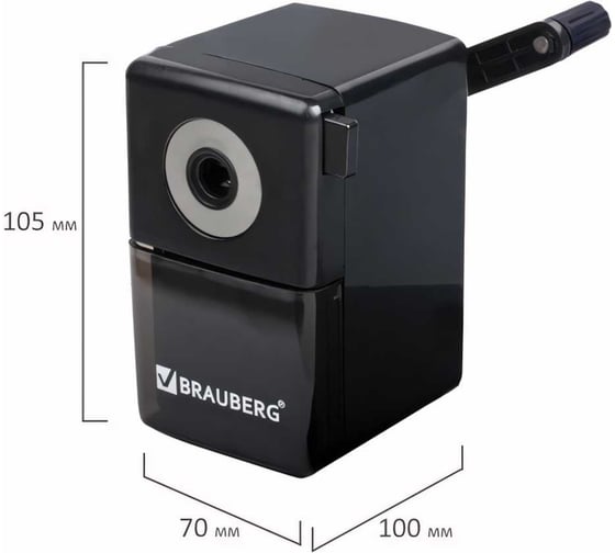 Механическая точилка BRAUBERG Black Jack металлический механизм, цвет черный 222516