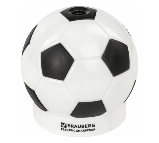 Электрическая точилка BRAUBERG Football, питание от 4 батареек АА, дополнительное сменное лезвие 228427