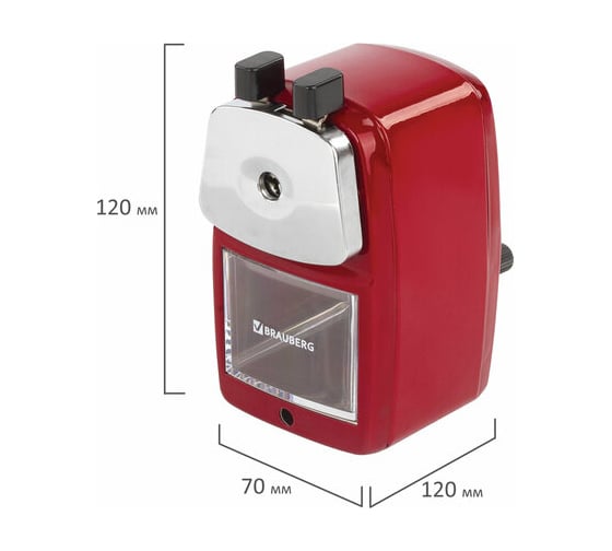 Механическая точилка BRAUBERG Red Power, металлический корпус и механизм 222099