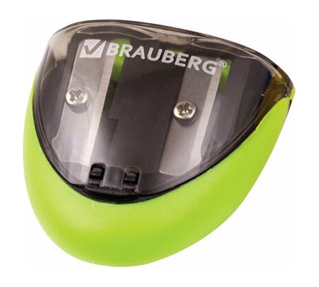 Точилка BRAUBERG Space с контейнером, 2 отверстия, резиновый упор, в картонном дисплее 223589