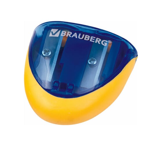 Точилка BRAUBERG Space с контейнером, 2 отверстия, резиновый упор, в картонном дисплее 223589