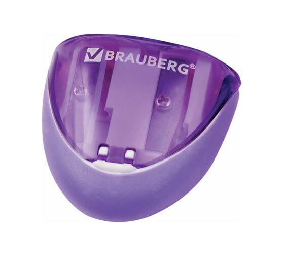 Точилка BRAUBERG Space с контейнером, 2 отверстия, резиновый упор, в картонном дисплее 223589