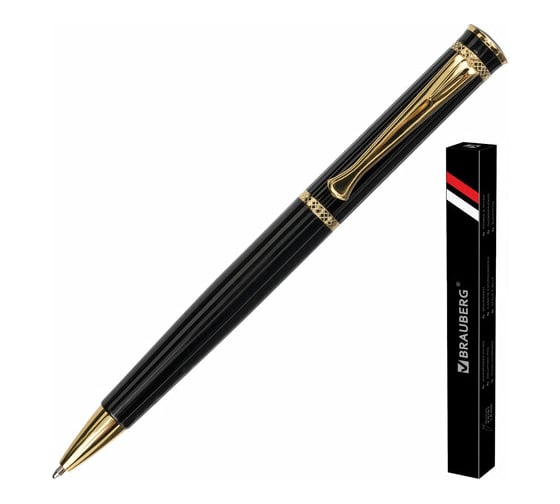 Шариковая ручка BRAUBERG Perfect Black бизнес-класс, корпус черный, узел 1 мм, линия письма 0,7 мм 141416