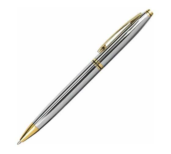 Шариковая ручка BRAUBERG De Luxe Silver бизнес-класс, корпус серебристый, узел 1 мм, линия письма 141414