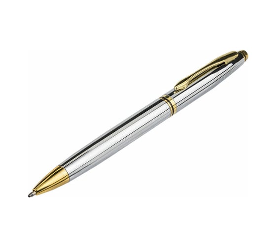 Шариковая ручка BRAUBERG De Luxe Silver бизнес-класс, корпус серебристый, узел 1 мм, линия письма 141414