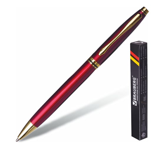 Шариковая ручка BRAUBERG De Luxe Red бизнес-класс, линия письма 0,7 мм, синяя 141413 1