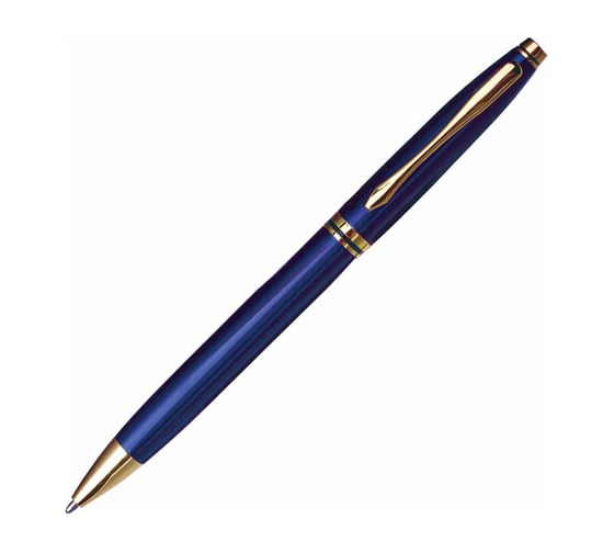 Шариковая ручка BRAUBERG De Luxe Blue бизнес-класс, корпус синий, узел 1 мм, линия письма 0,7 мм 141412