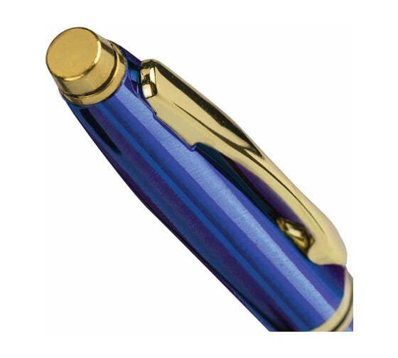 Шариковая ручка BRAUBERG De Luxe Blue бизнес-класс, корпус синий, узел 1 мм, линия письма 0,7 мм 141412
