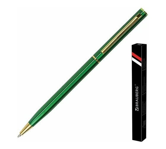 Шариковая ручка BRAUBERG Slim Green бизнес-класс, линия письма 0,7 мм, синяя 141404