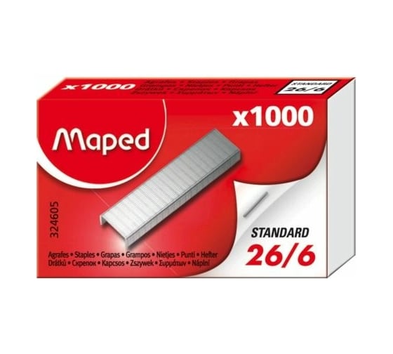 Скобы для степлера MAPED №26/6, 1000 штук, до 20 листов 224938