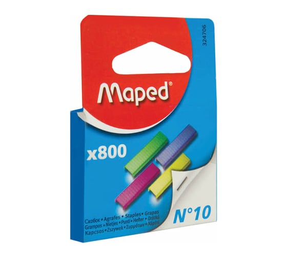 Скобы для степлера MAPED №10, 800 штук, цветные, до 20 листов 224939