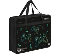 Папка на молнии BRAUBERG с ручками А4, 1 отделение, пластик, 80 мм, Pixel gamepad, 274497