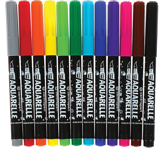 Маркеры-кисти ОФИСМАГ 12 ЦВЕТОВ CENTROPEN Aquarelle, линия письма 1-9 мм, 8683/12ET 152088