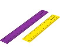 Линейки пластиковые BRAUBERG 15, 20 см неоновые, НАБОР 2 шт, европодвес, 210887