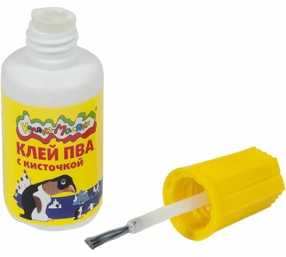 Канцелярский детский клей Каляка-Маляка ПВА с кисточкой 20 г КТККМ