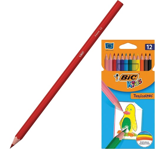 Карандаши цветные BIC Tropicolors, 12 цветов, шестигранные, 83256610, 180458
