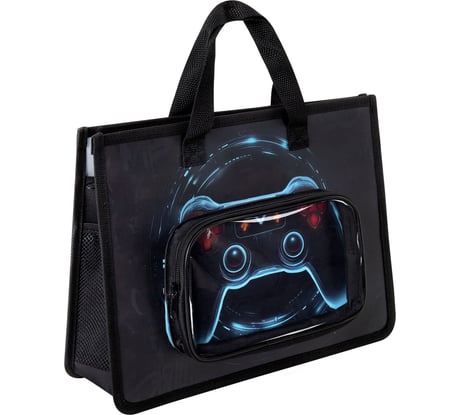 Папка BRAUBERG на молнии с ручками KIDS А4, 1 отделение, доп. карманы, пластик, Bright gamepad 274528