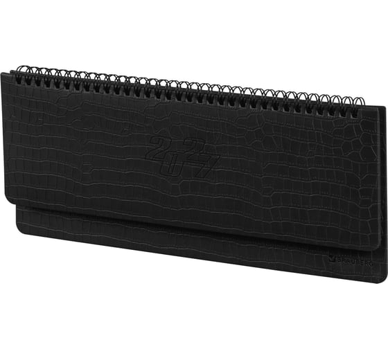 Планинг датированный BRAUBERG 2027, 305×140 мм, Comodo, под кожу, черный, 118191