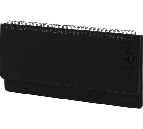 Планинг датированный BRAUBERG 2027, 305×140 мм, Up, под кожу, черный 118206