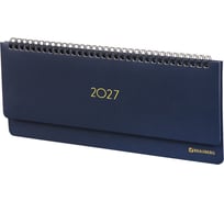 Планинг датированный BRAUBERG 2027, 305×140 мм, Select, под кожу, темно-синий 118202