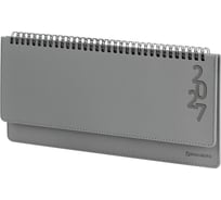 Планинг датированный BRAUBERG 2027, 305×140 мм, Up, под кожу, серый 118204