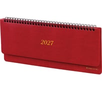 Планинг датированный BRAUBERG 2027, 305×140 мм, Iguana, под кожу, красный 118194