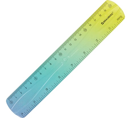 Линейка 20 см BRAUBERG гибкая GRADE, пластиковая, зелено-синий градиент 210908