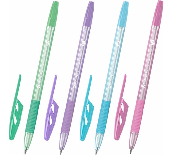 Ручки шариковые BRAUBERG с грипом ULTRA GT PASTEL, набор 8 шт., синие, линия письма 0.35 мм 144532