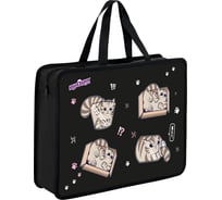 Папка на молнии с ручками ЮНЛАНДИЯ А4, 1 отделение, пластик, 80 мм, Box cats 274486