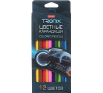 Карандаши цветные HATBER трехгранный корпус 12 цв. -TRONIX- заточен.093404