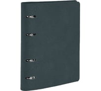 Бизнес тетрадь на кольцах BRAUBERG А5 180х220, 120л, под кожу, держатель д/ручки, BRG MONO, СЕРЫЙ, 405235