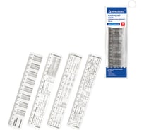 Линейки пластиковые BRAUBERG 20 см справочные, НАБОР 4 шт, для 5-11 классов, пенал 210894