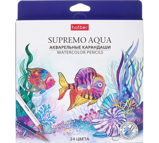 Карандаши цветные Hatber Hatber Акварельные круглый корпус 24 цв. SUPR 087448