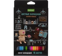 Карандаши цветные Hatber ECO 18 цв.-Кофейные коты- заточеннные в картонной коробке 091073