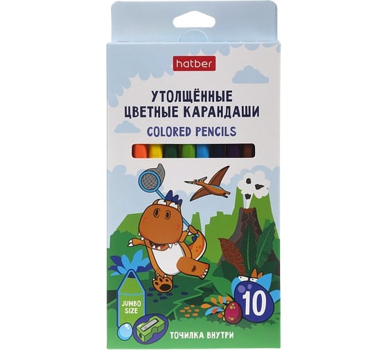 Карандаши цветные Hatber Hatber утолщенный шестигранный корпус 12 цв. JUMBO 091774