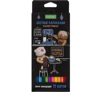 Карандаши цветные Hatber ECO 12 цв.-Кофейные коты- заточеннные в картонной коробке 091071