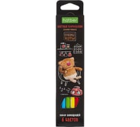 Карандаши цветные Hatber ECO 6 цв.-Кофейные коты- заточеннные в картонной коробке к 091070