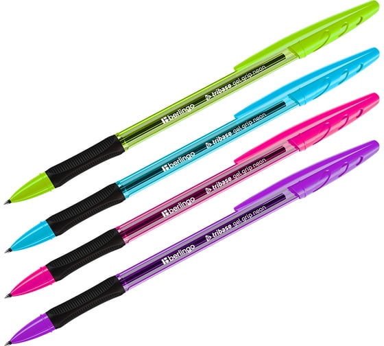 Ручка гелевая Berlingo Tribase Gel grip neon черная, 0,5мм, грип, CGp05026 CGp_05026