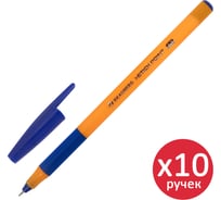 Ручка шариковая с грипом BRAUBERG i-STICK POINT ORANGE, КОМПЛЕКТ 10 ШТ, СИНЯЯ, 0,35мм, 881322