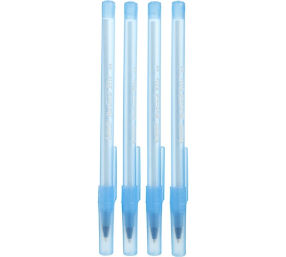 Ручки шариковые BIC Round Stic, набор 4 шт., синие, узел 1 мм, линия 0,32 мм, пакет, 944176, 143975