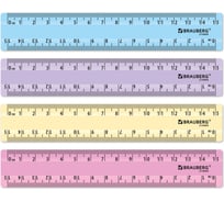 Линейка пластиковая BRAUBERG 15 см, пастельные цвета, ассорти, КОМПЛЕКТ 30 шт., 210884