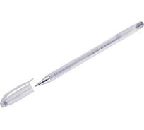 Ручка гелевая Crown Hi-Jell Metallic, серебро металлик, 0,7 мм, 12 шт в упаковке HJR-500GSM