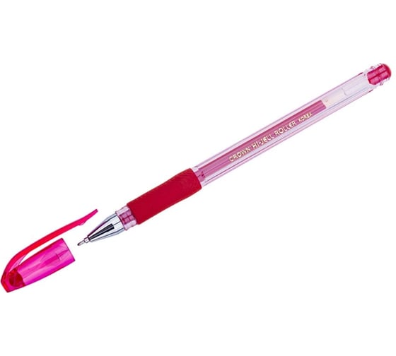 Ручка гелевая Crown Hi-Jell Needle Grip, красная, 0,7 мм, грип, игольчатый стержень, 12 шт в упаковке HJR-500RNB