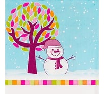 Бумажная салфетка PAPSTAR СНЕГОВИК ПОД ЕЛКОЙ 33х33 см, 3 слоя, 20 шт/уп 1/15 PS-87048