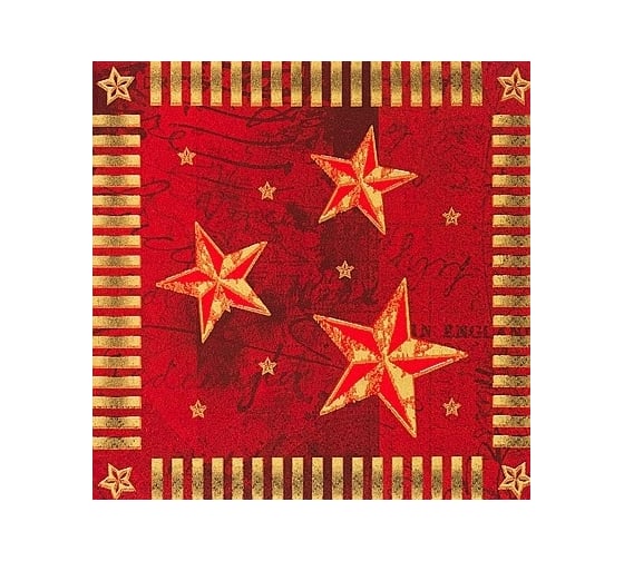 Бумажная салфетка PAPSTAR ЗВЕЗДНОЕ СИЯНИЕ 33x33 см, 3 слоя, 100 шт/уп, красная 1/6 PS-86042 1