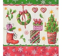 Бумажная салфетка PAPSTAR РОЖДЕСТВО ПОВСЮДУ 25х25 см, 3 слоя, 50 шт/уп 1/12 PS-86695