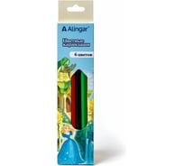 Деревянные цветные карандаши Alingar Принцессы 6 цветов шестигранные заточенные AL4385-6