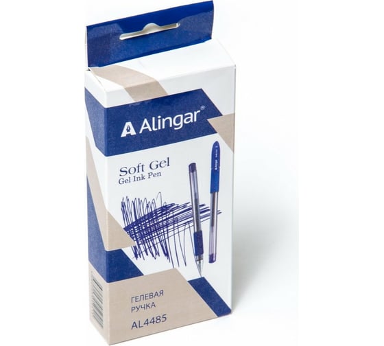 Гелевая ручка Alingar SOFT GEL синяя металлическая 12 шт в упаковке AL4485