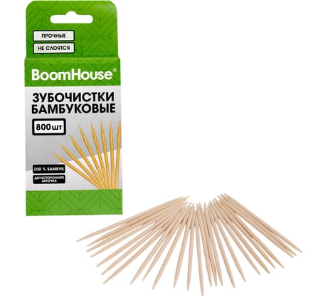 Зубочистки бамбуковые BOOMHOUSE 800 шт. в коробке с подвесом, , 701955