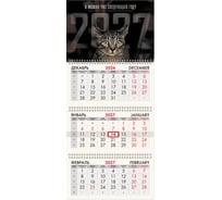Календарь квартальный 2027г BRAUBERG, 3 блока 3 гребня бегунок, мел.бум,, Sad cat, 118406